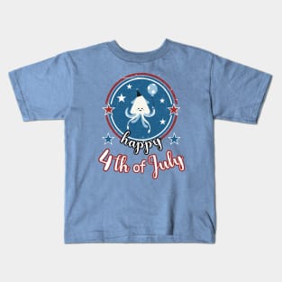 Cute Patriot Squid Happy 4th of July Kids T-Shirt